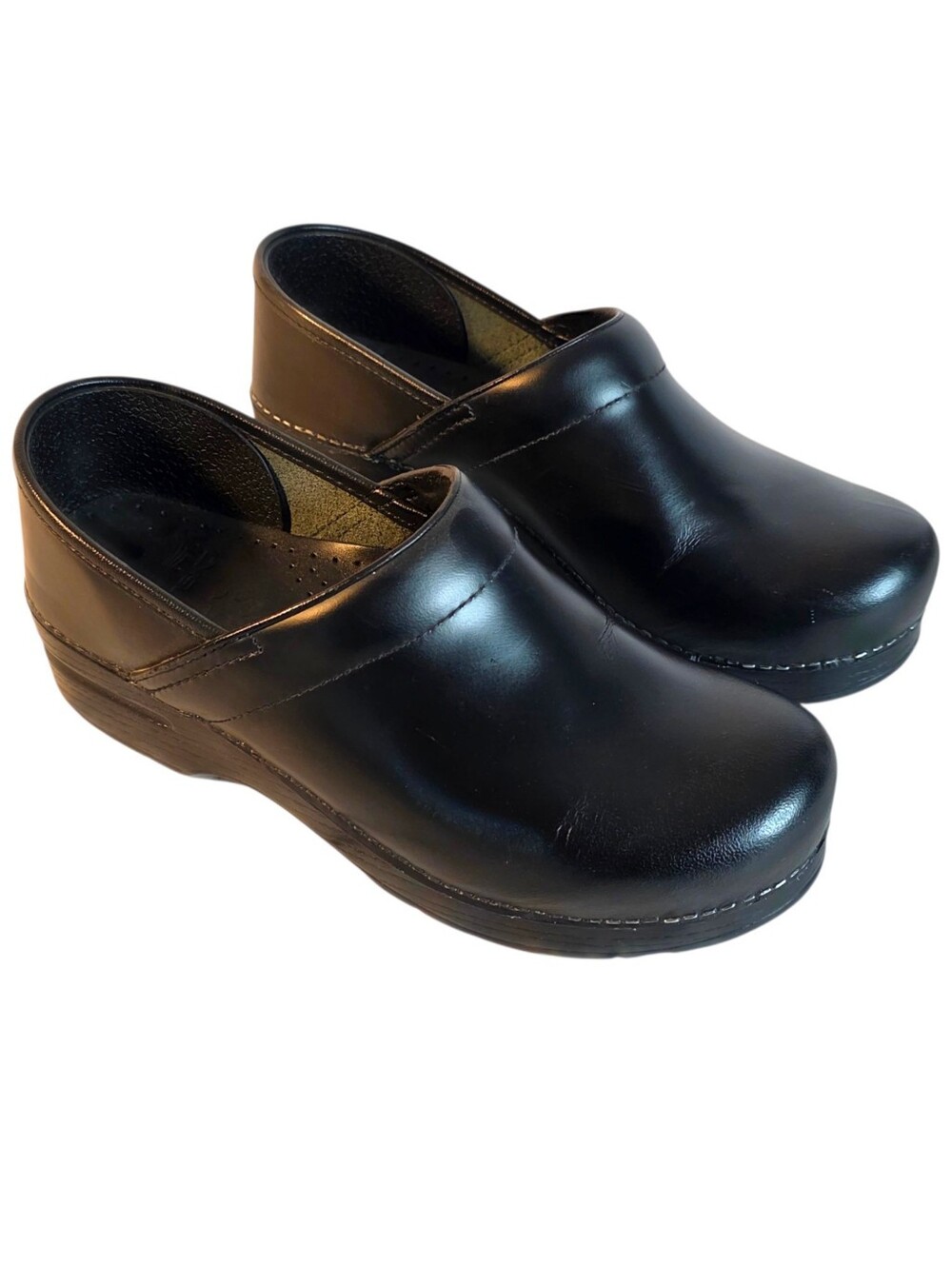 Dansko Black Leather Nursing Work Shoes Clogs Women's Size EU 39